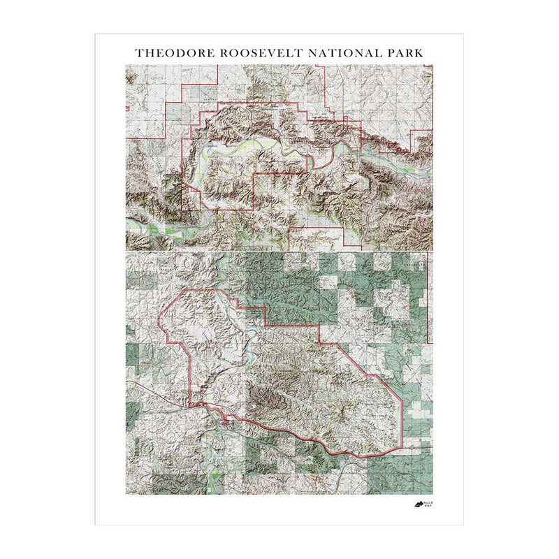 Theodore Roosevelt Shaded Relief Map - Muir Way - Relief Series