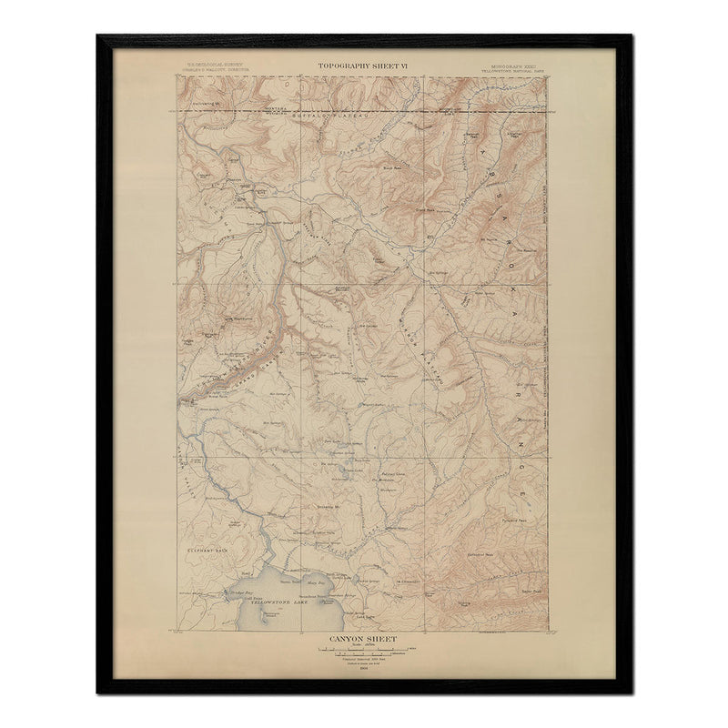 Canyon Section 1904 Yellowstone Topographic Map