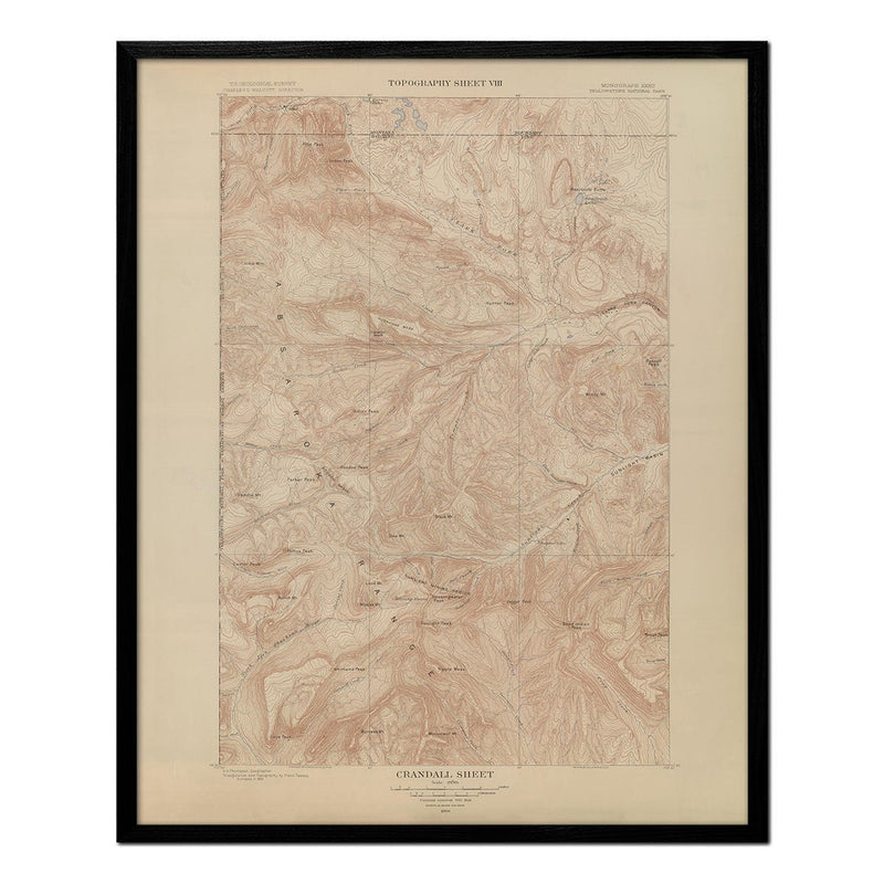 Yellowstone Topographic Map of Crandall 1904 Map - Muir Way - Vintage Map