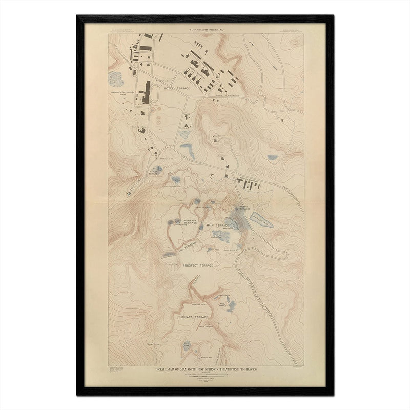Mammoth Springs and Travertine Terraces 1904 Yellowstone Topographic Map