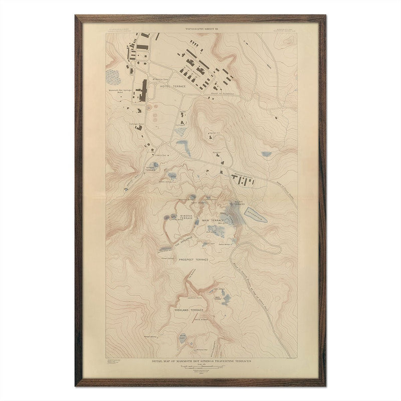 Yellowstone Topographic Map of Mammoth Springs and Travertine Terraces 1904 Map - Muir Way - Vintage Map
