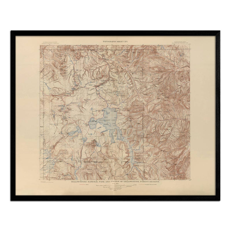 Yellowstone Topographic Map of the National Park and Forest Reserve 1904 Map - Muir Way - Vintage Map