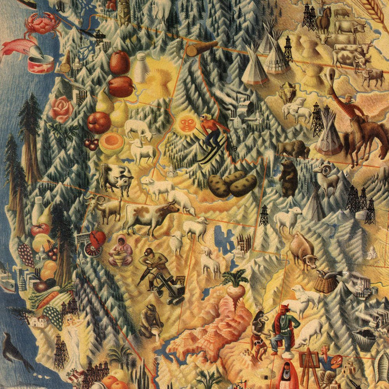 USA Pictorial Map 1942 - Muir Way - Vintage Map