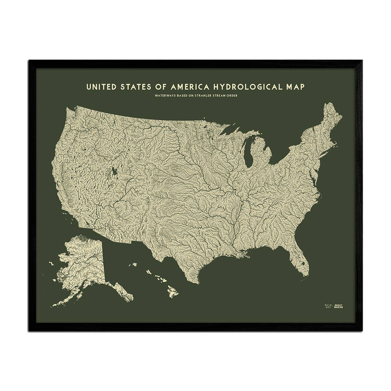 USA Hydrological Map – Canvas Green - Muir Way - 