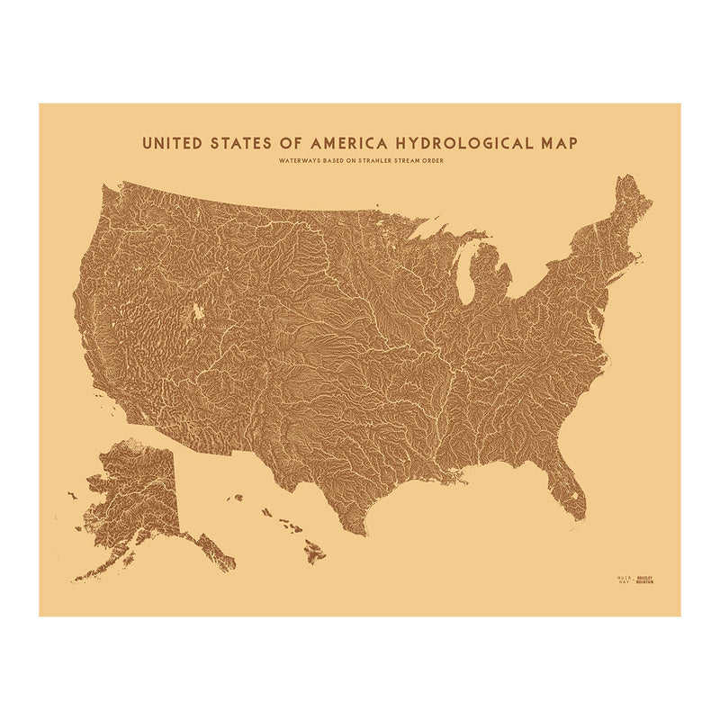 USA Hydrological Map – Desert Tan - Muir Way - 