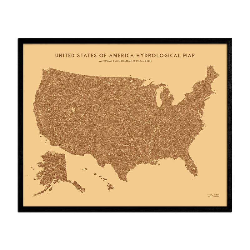 USA Hydrological Map – Desert Tan - Muir Way - 