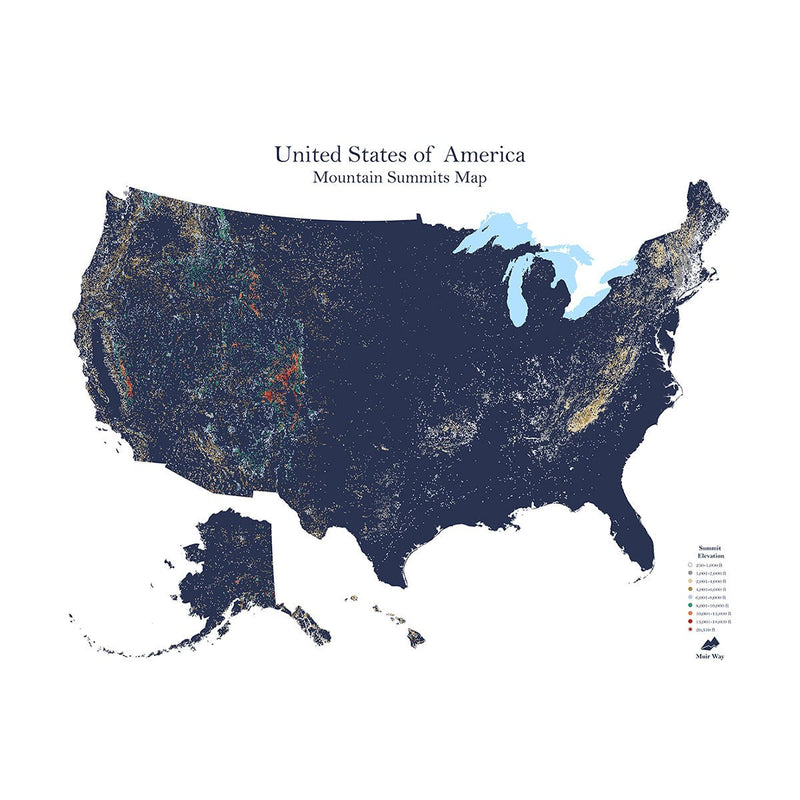 Mountain Summit Map of America - Muir Way - Summit