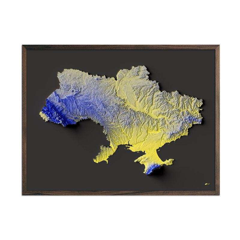 Ukraine Colorized Elevation Map - Muir Way - 