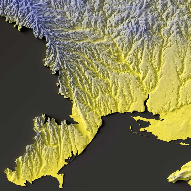 Ukraine Colorized Elevation Map - Muir Way - 