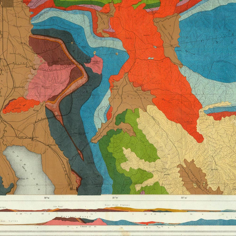 Utah Basin 1876 Geological Map - Muir Way - Vintage Map