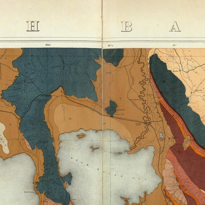 Utah Basin 1876 Geological Map - Muir Way - Vintage Map