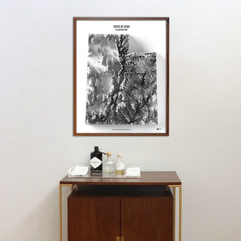 Buy a Utah Elevation Map Print | Museum Quality from Muir Way