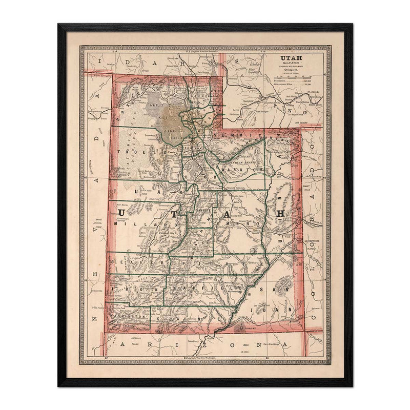 Utah 1883 Map - Muir Way - Vintage Map