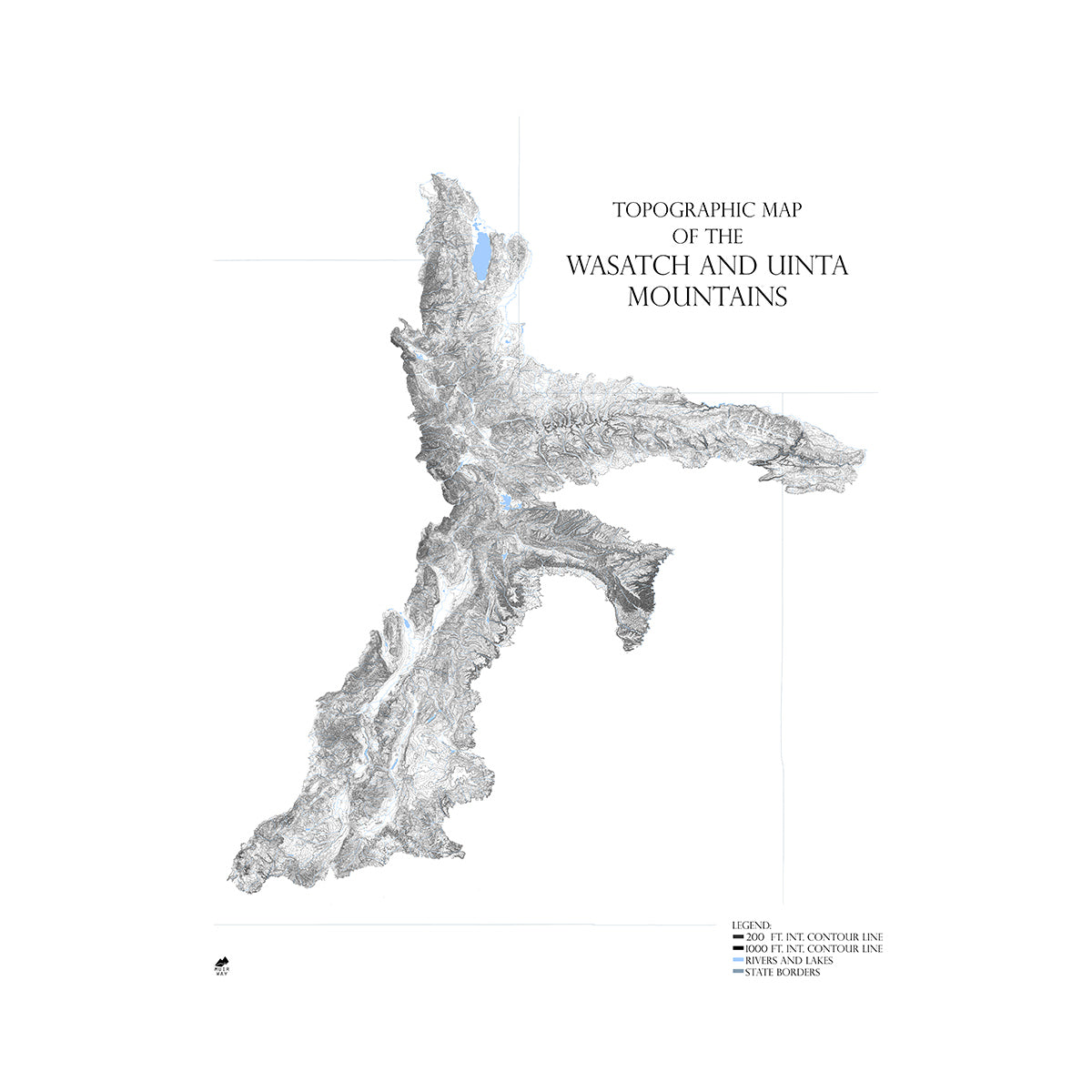 Map of Wasatch and Uinta Mountains Range