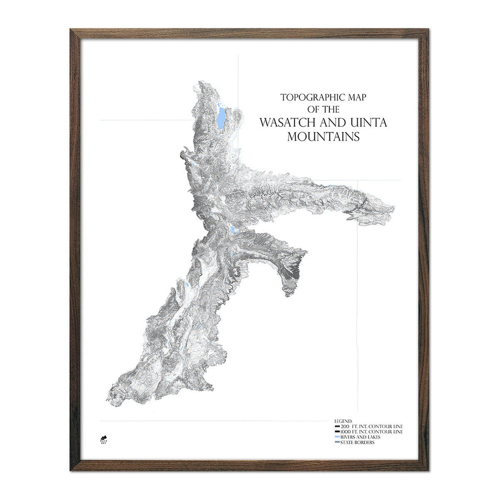 Shop US Mountain Range Maps B W Maps Of The Rockies More Muir Way Wasatch Range Map Walnut 1000x 