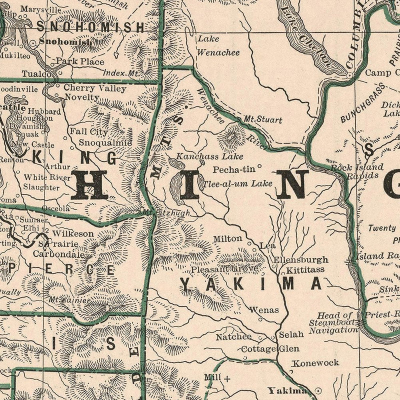 Washington 1883 Map - Muir Way - Vintage Map