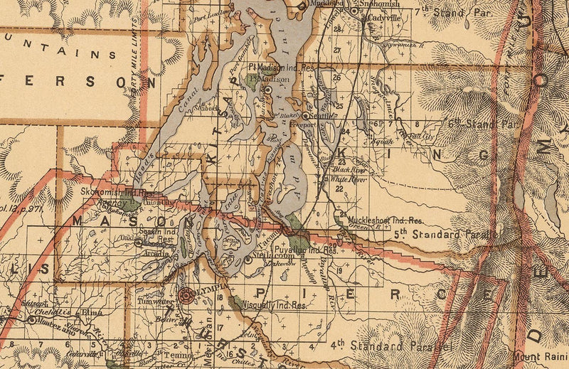 Washington Territory 1876 Map - Muir Way - Vintage Map