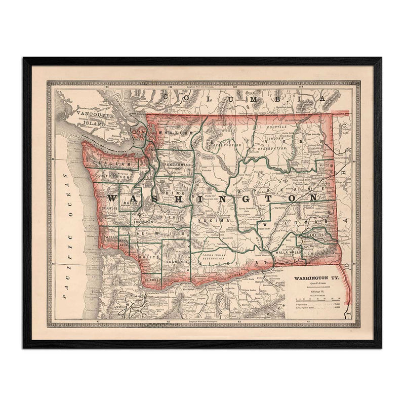 Washington 1883 Map - Muir Way - Vintage Map