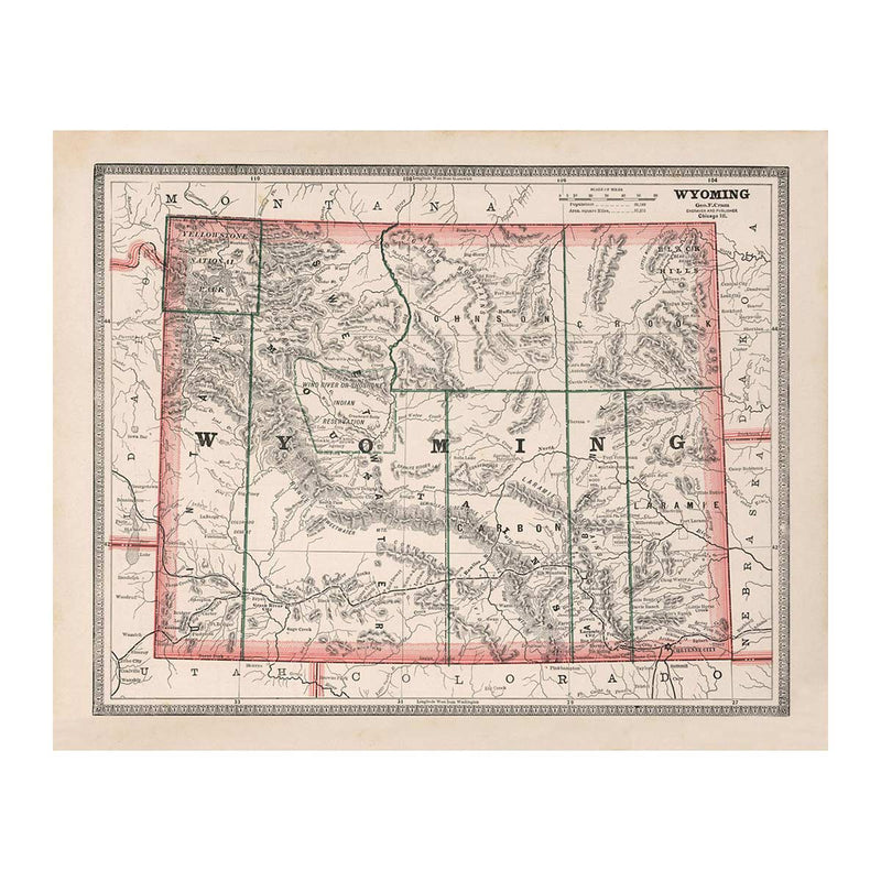 Wyoming 1883 Map - Muir Way - Vintage Map