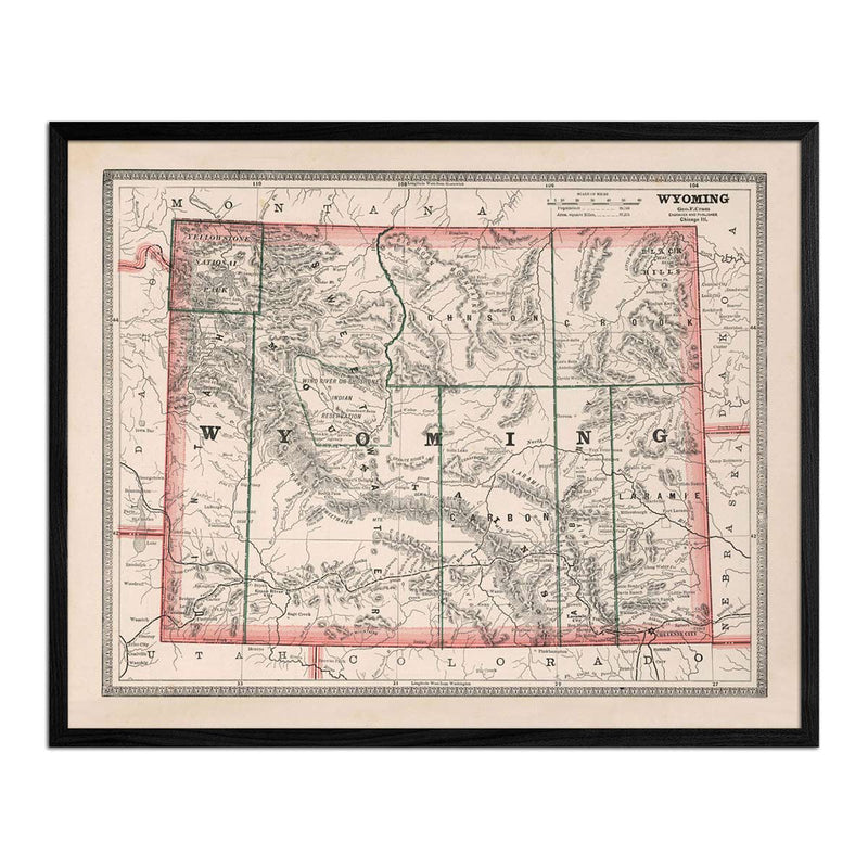 Wyoming 1883 Map - Muir Way - Vintage Map