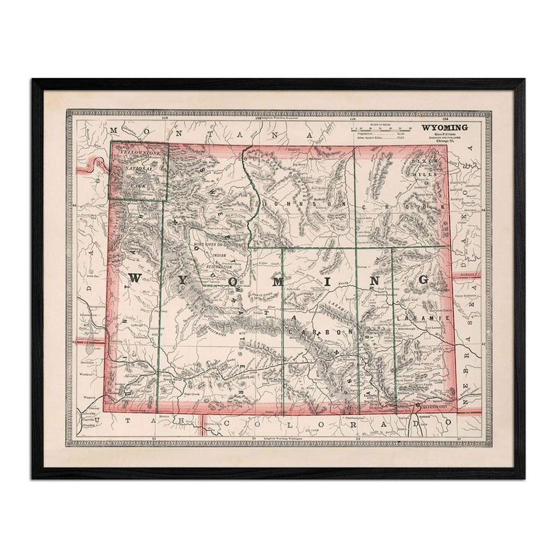 Vintage Map of Wyoming 1883