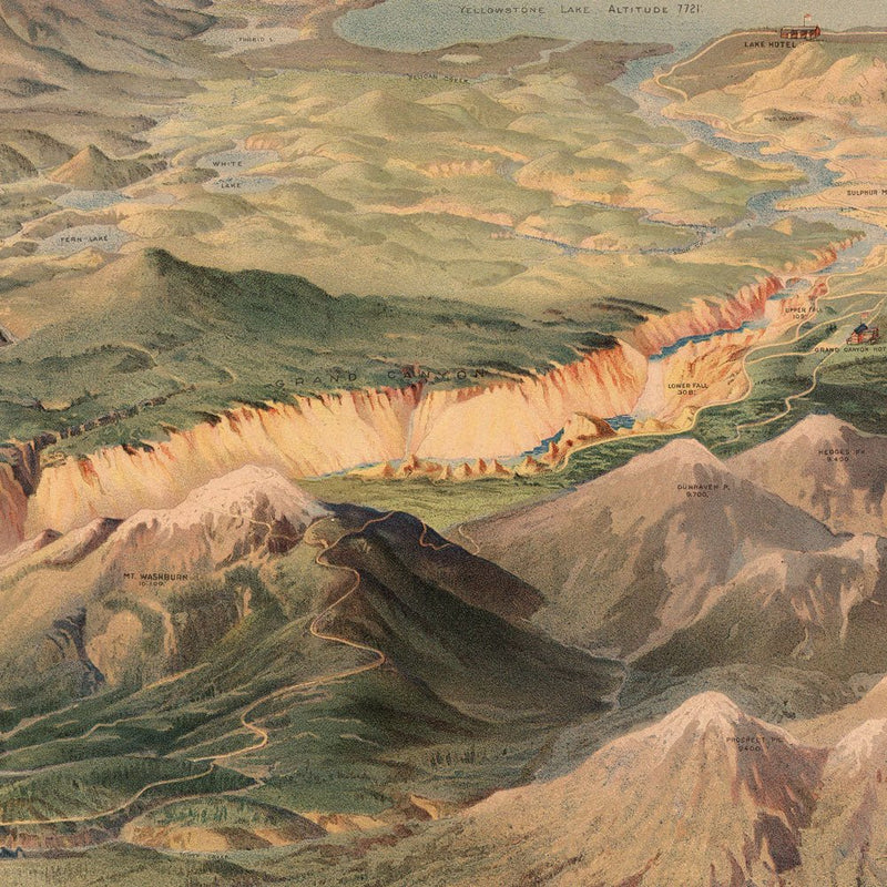 Yellowstone National Park Map 1904 - Muir Way - Vintage Map