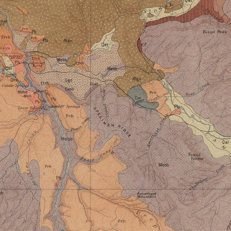 Yellowstone Geologic Map of Canyon Section 1904 Map - Muir Way - Vintage Map