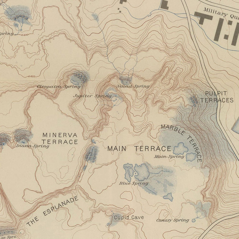Yellowstone Topographic Map of Mammoth Springs and Travertine Terraces 1904 Map - Muir Way - Vintage Map