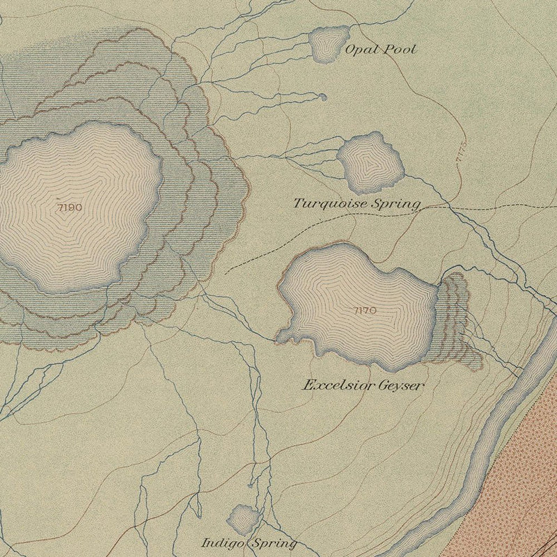 Yellowstone Geologic Map of Excelsior Geyser Basin 1904 Map - Muir Way - Vintage Map