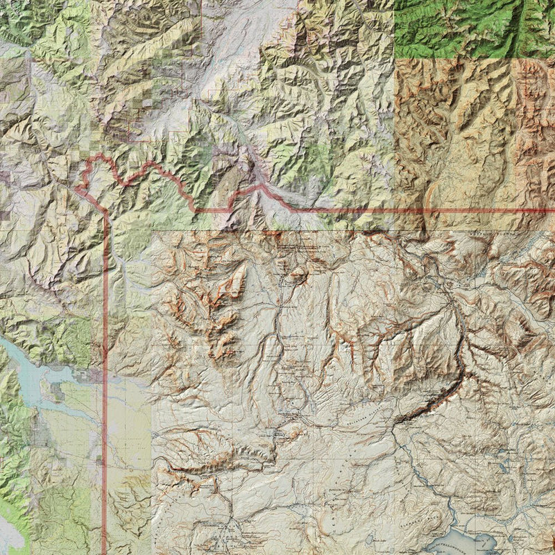 Yellowstone Shaded Relief Map - Muir Way - Relief Series