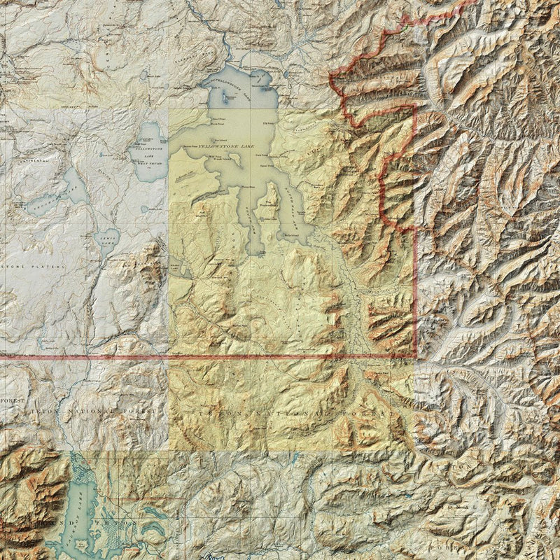 Yellowstone Shaded Relief Map - Muir Way - Relief Series
