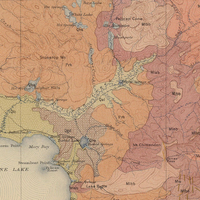 Yellowstone Geologic Map of Canyon Section 1904 Map - Muir Way - Vintage Map