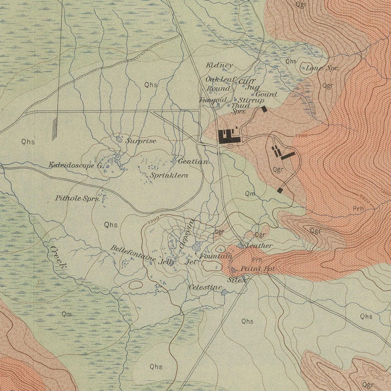 Yellowstone Geologic Map of Firehole Geyser Basin 1904 Map - Muir Way - Vintage Map