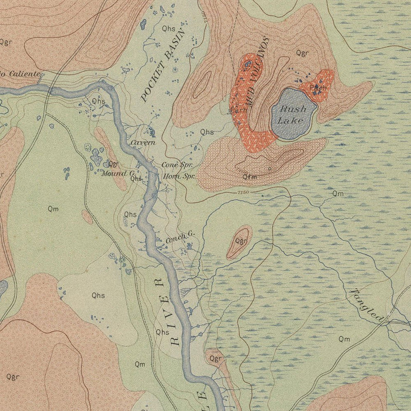 Yellowstone Geologic Map of Firehole Geyser Basin 1904 Map - Muir Way - Vintage Map