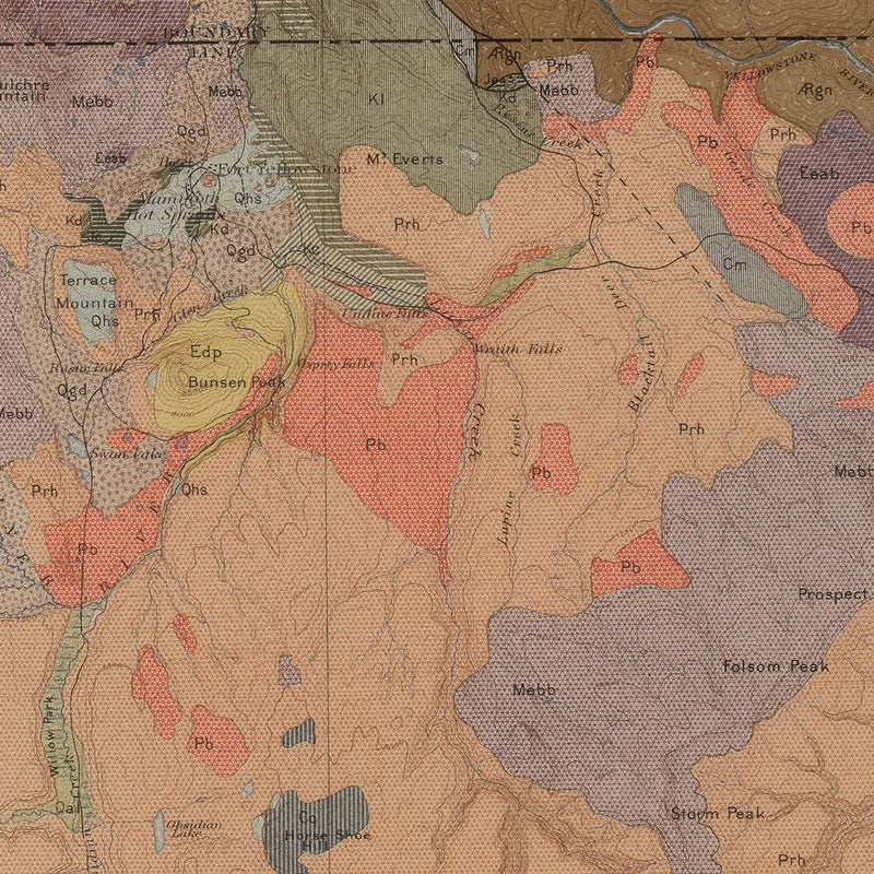 Yellowstone Geologic Map of Gallatin 1904 Map - Muir Way - Vintage Map