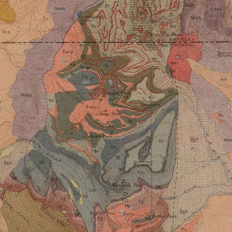 Yellowstone Geologic Map of Gallatin 1904 Map - Muir Way - Vintage Map