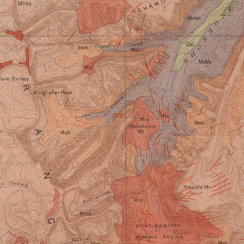 Yellowstone Geologic Map of Ishawooa 1904 Map - Muir Way - Vintage Map