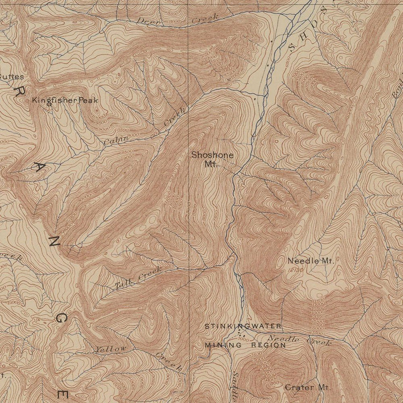Yellowstone Topographic Map of Ishawooa 1904 Map - Muir Way - Vintage Map