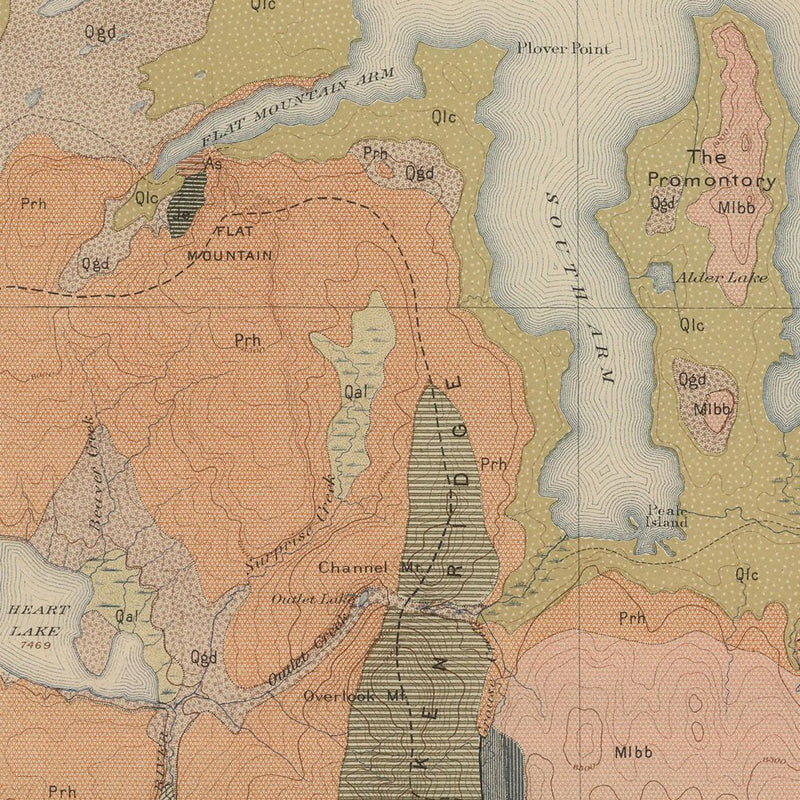 Yellowstone Geologic Map of Lake Section 1904 Map - Muir Way - Vintage Map