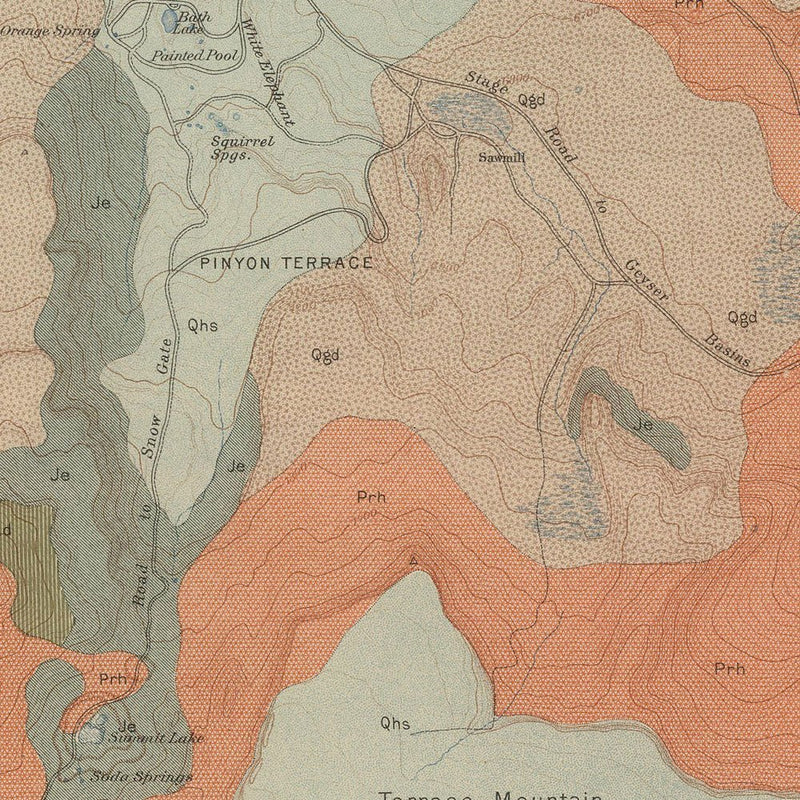 Yellowstone Geologic Map of Mammoth Hot Springs 1904 Map - Muir Way - Vintage Map