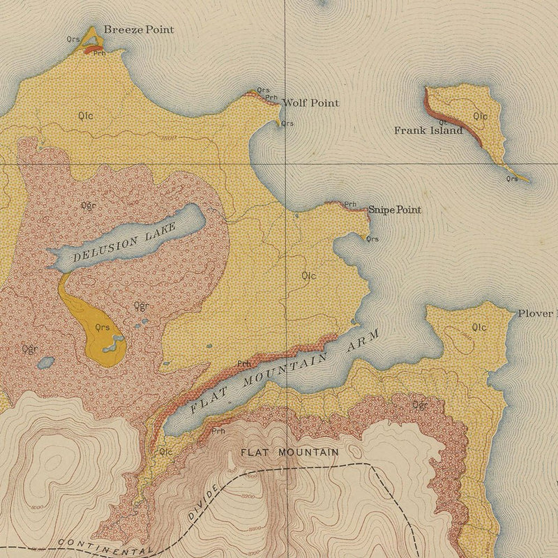 Yellowstone Geologic Map of the Shores of Yellowstone Lake 1904 Map - Muir Way - Vintage Map