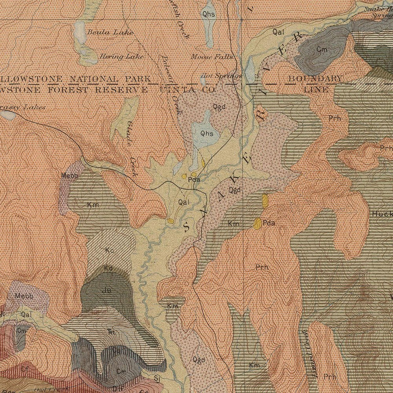 Yellowstone Geologic Map of Shoshone Section 1904 Map - Muir Way - Vintage Map