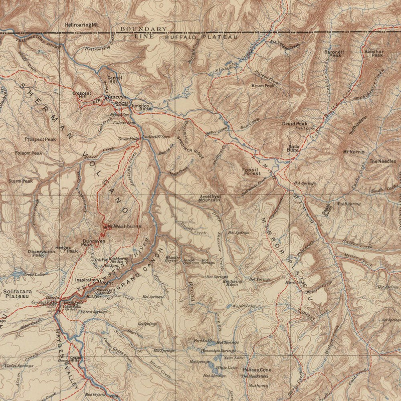 Yellowstone Topographic Map of the National Park and Forest Reserve 1904 Map - Muir Way - Vintage Map