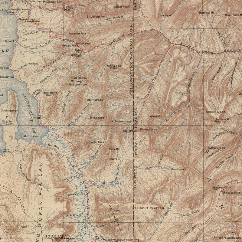 Yellowstone Topographic Map of the National Park and Forest Reserve 1904 Map - Muir Way - Vintage Map