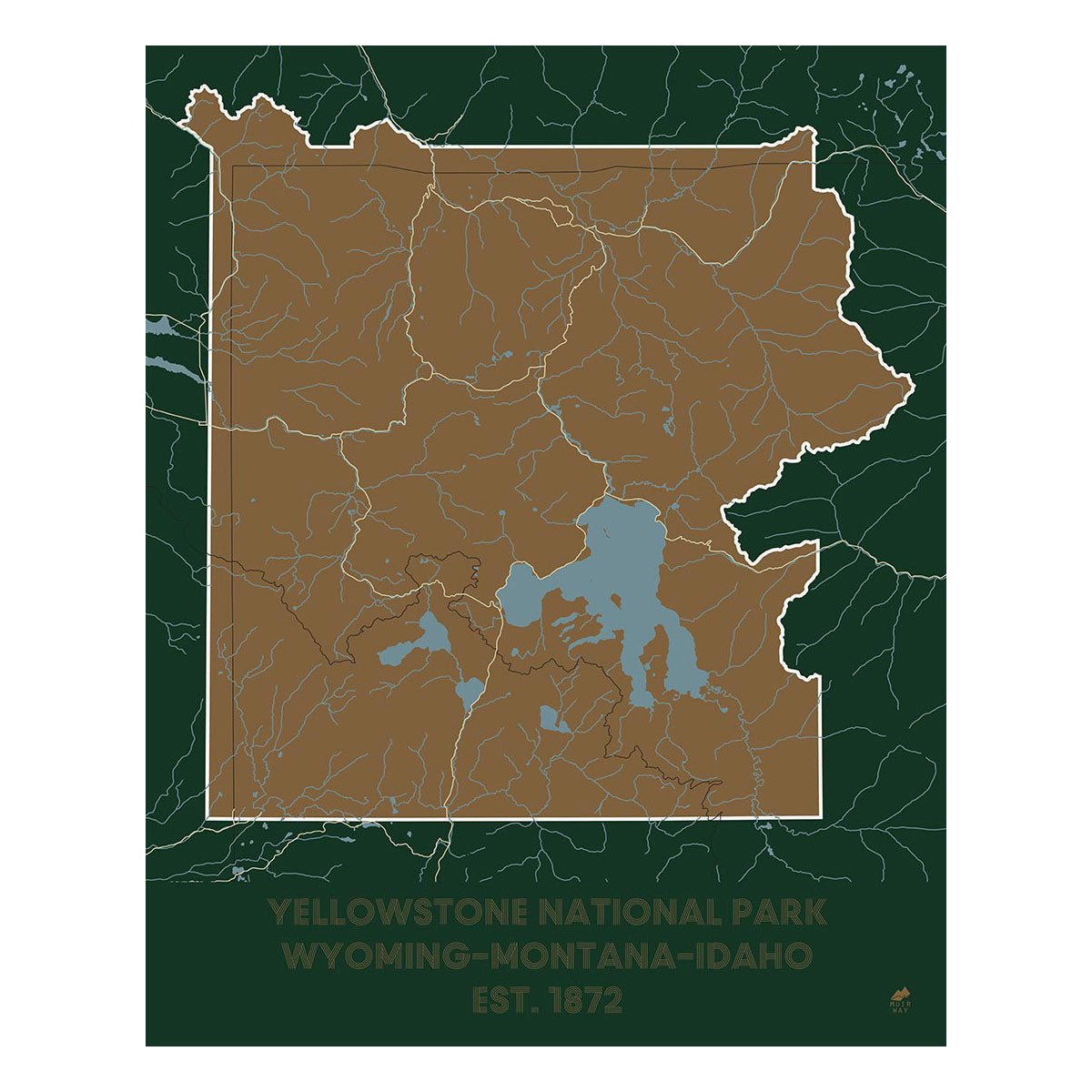 Yellowstone National Park Poster | National Park Map | Muir Way for Free Printable Map Of Yellowstone National Park
