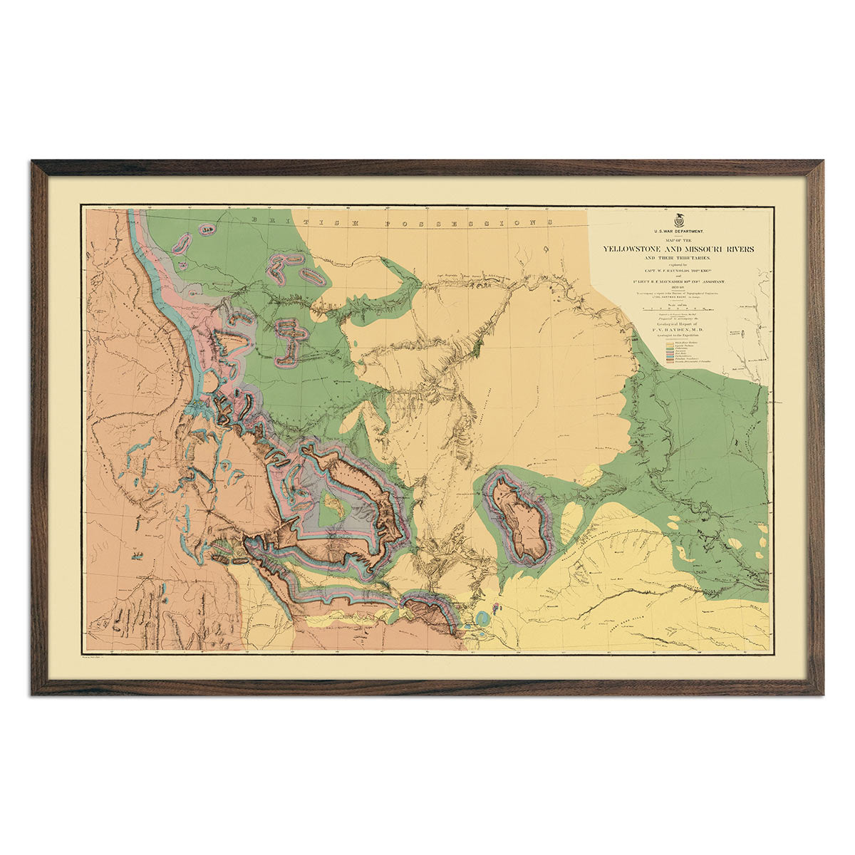 Yellowstone and Missouri Rivers Map 1869