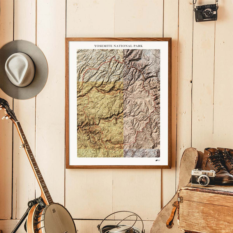 Yosemite Shaded Relief Map - Muir Way - Relief Series