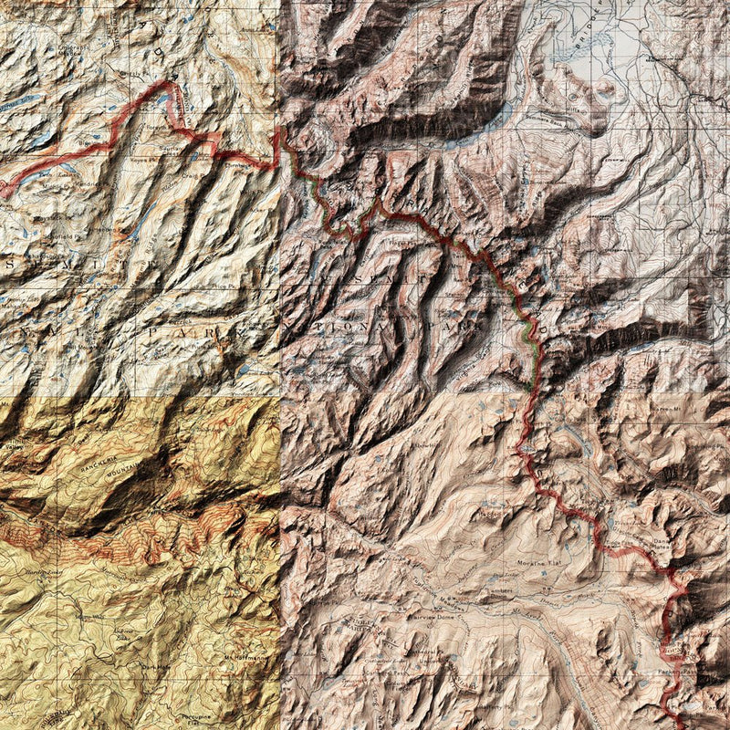 Yosemite Shaded Relief Map - Muir Way - Relief Series