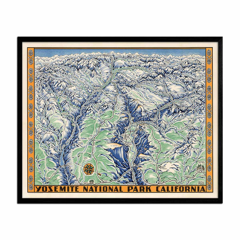 Yosemite National Park 1955 Map