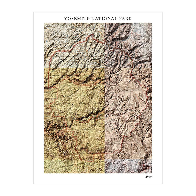 Yosemite Shaded Relief Map - Muir Way - Relief Series